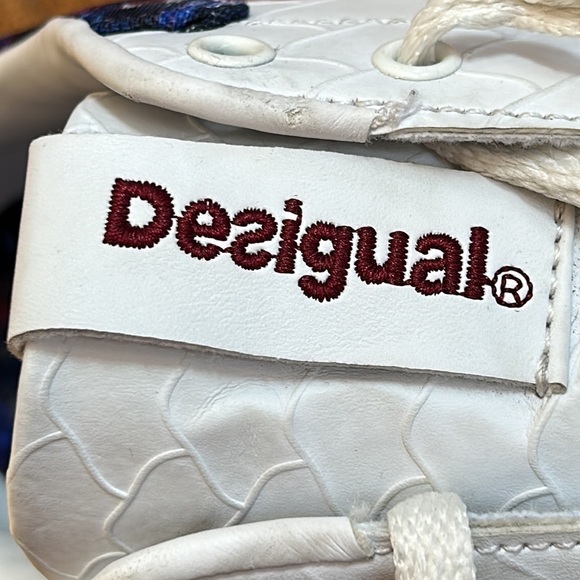DESIGUAL Retro Court Atlantis Lace Up Sneakers White Size 10 - Picture 6 of 14